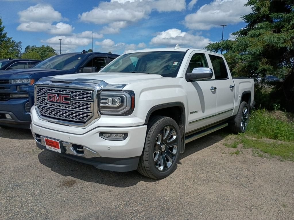 2018 GMC Sierra 1500 Denali in White Frost Tricoat — front three-quarter view